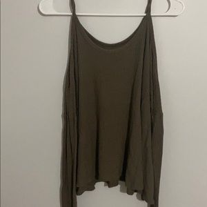 Army Green long sleeve with shoulder cut outs